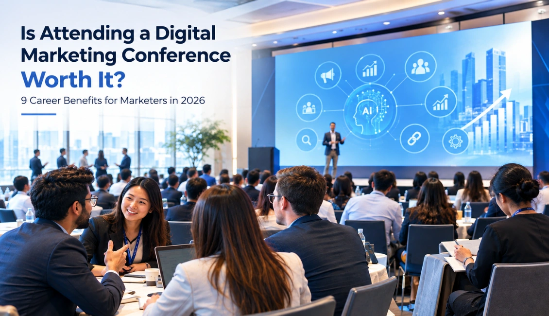 Digital marketing conference showcasing career growth, networking, AI, analytics and professional learning in 2026