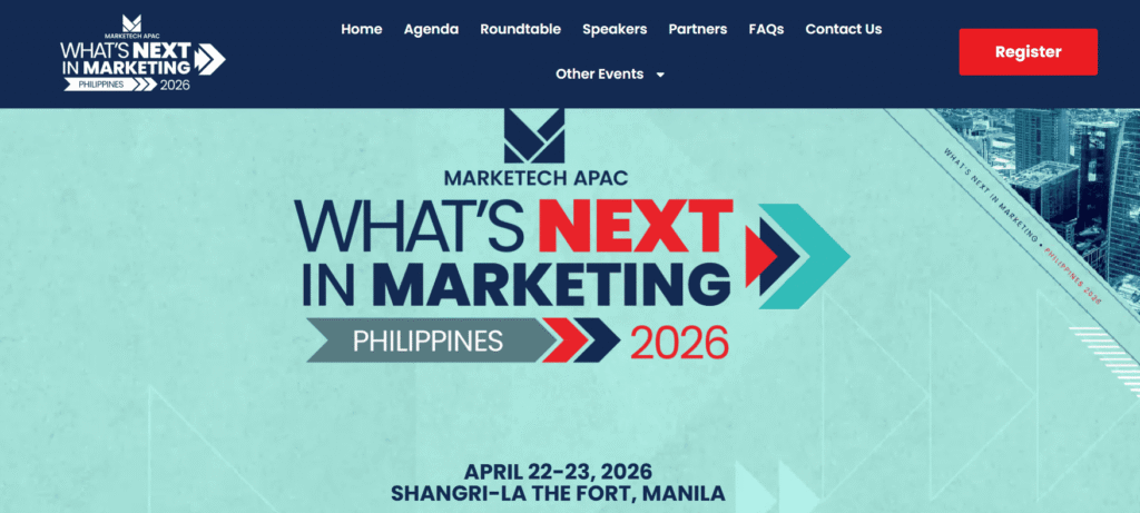 What’s NEXT in Marketing Philippines 2026 conference banner highlighting marketing trends and event branding.